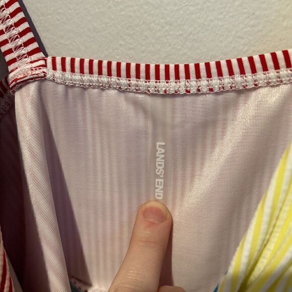 NWT Lands' End Women's Tummy Control Swim Dress Size 10 Seersucker V-neck Beach - Picture 4 of 7